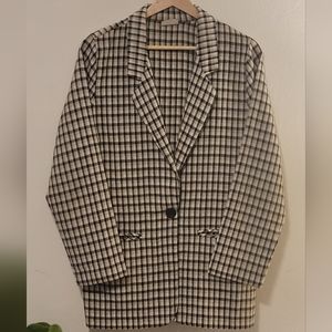 Vintage, Checkered, Linen Lightweight Blazer